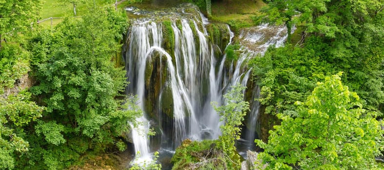 Beautiful waterfall in Slunj, Croatia during summer season. Travel destination in croatia, must visit concept