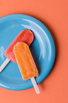 homemade popsicle ice cream different flavours. High resolution photo