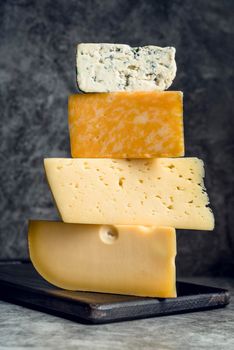 delicious pile cheese top each other. High resolution photo