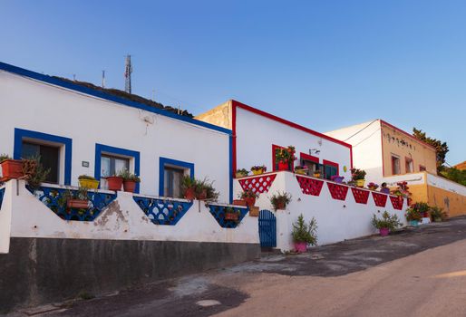 View of colorful houses of Linosa, Pelagie islands. Sicily