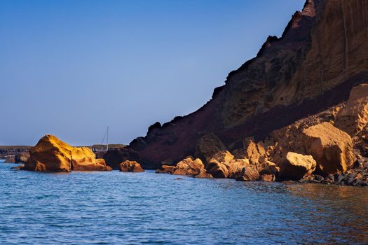 Rock on the sea of Linosa, Pelagie island. Sicily