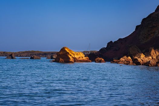 Rock on the sea of Linosa, Pelagie island. Sicily