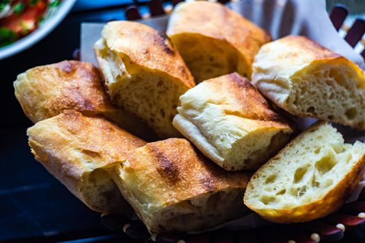 Slices of traditional georgian bread known as a puri