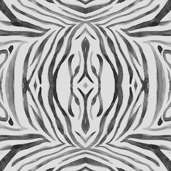 Seamless Zebra Texture. Watercolour African Fur. Gray Zoo Background. Jungle Design. Zebra Pattern. White Watercolour Africa Fur. Seamless Zebra Texture. Abstract Wild Background.
