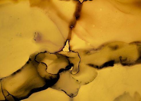 Black and Yellow Abstract Acrylic Pattern. Gray Flow Wallpaper. Watercolor Liquid Design. Grunge Ink Stone. Abstract Marble Texture. Color Fluid Wallpaper. Black and Yellow Abstract.