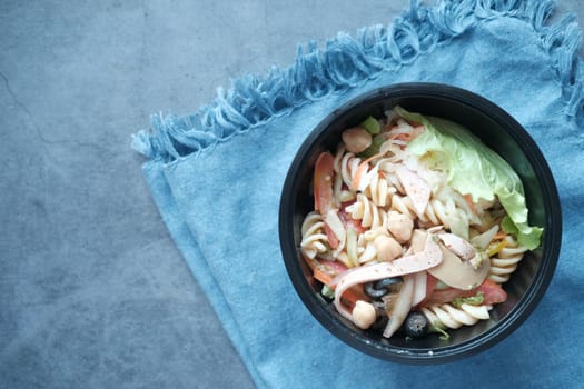 fresh vegetable salad bowl on table