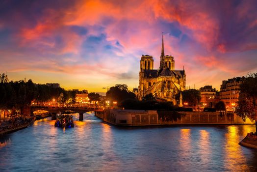 Notre Dame de Paris in the evening, France