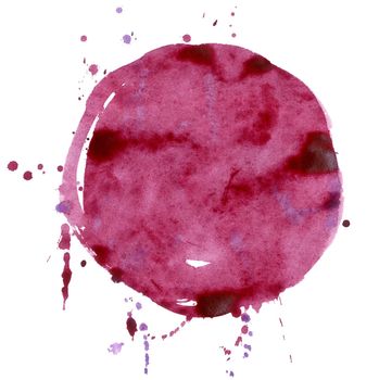 maroon watercolor circle isolated on white background