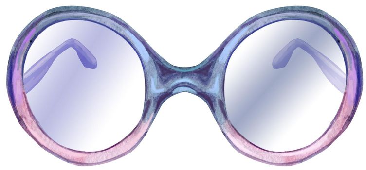 Watercolor violet glasses for print design. For clothing design