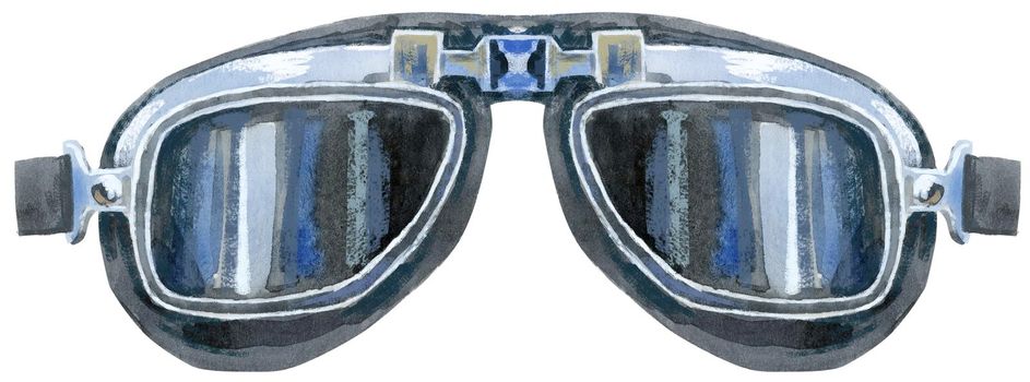 Watercolor black biker glasses for print design. For clothing design