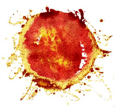 Red and gold watercolor circle isolated on white background