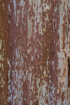 Old wooden board with old shabby paint. Cracked background.