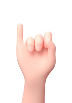 Little Finger Raised Hand. 3D Cartoon Character. Isolated on White Background 3D Illustration, Number One Concept