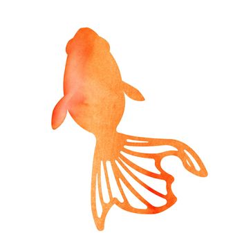 Summer motif watercolor painting illustration for summer greeting card etc. | goldfish