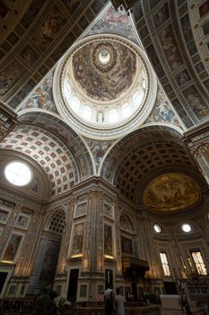 Mantua, Italy. July 13, 2021. View of the interior of the Basilica Sant'Andrea in the city center