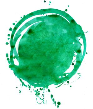 Green watercolor circle isolated on white background