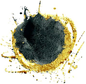 Black and gold watercolor circle isolated on white background