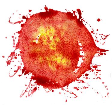 Red watercolor circle isolated on white background