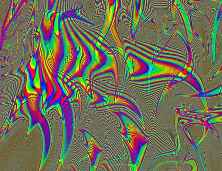 Trippy Psychedelic Rainbow Background Glitch LSD Colorful Wallpaper. 60s Abstract Hypnotic Illusion. Hippie Retro Texture. hallucinations.