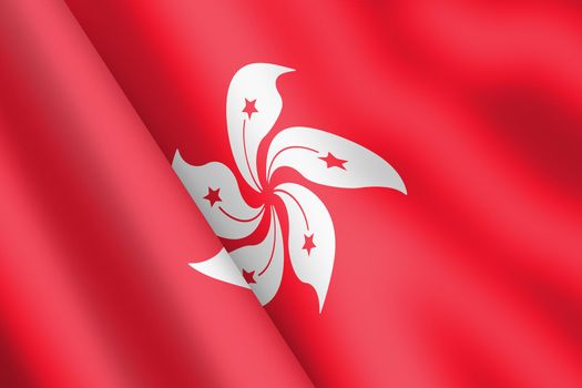 A Hong Kong waving flag 3d illustration wind ripple