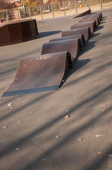 Closeup of outdoor skate board park