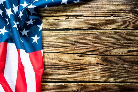 Veterans day. Honoring all who served. American flag on wooden background