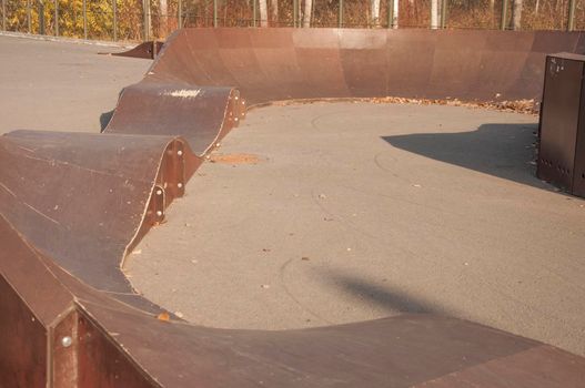 Closeup of outdoor skate board park