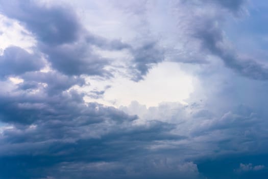 Dramatic cloud sky background Heawy rainy clouds Beautiful cloudscape Blue colors