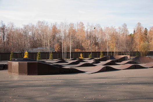 Closeup of outdoor skate board park