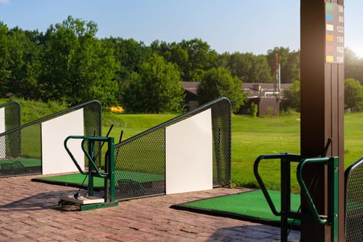 Empty Golf driving range summers sunny day nobody