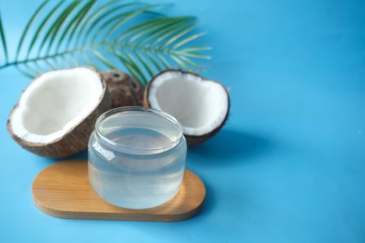 slice of fresh coconut on a table cloth .
