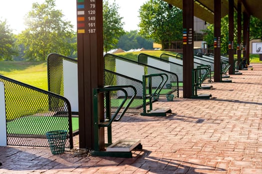 Empty Golf driving range summers sunny day nobody