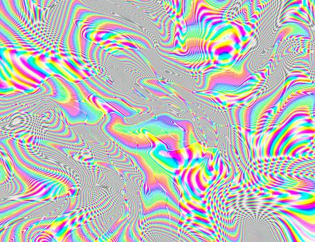 Hippie Trippy Psychedelic Rainbow Background LSD Colorful Wallpaper. Abstract Hypnotic Illusion. Hippie Retro Texture Glitch and Disco.