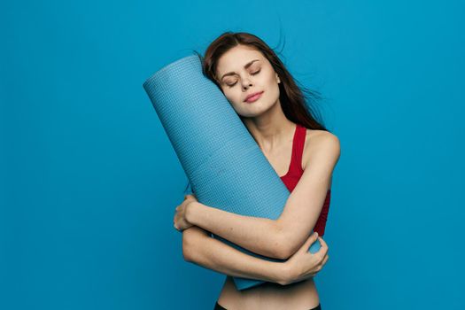 slender woman workout exercise gym isolated background. High quality photo