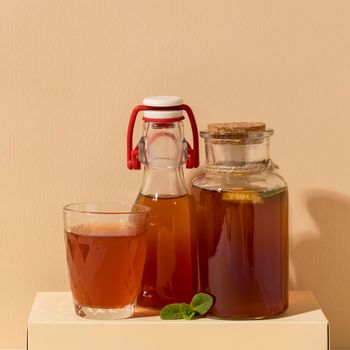 delicious kombucha drink arrangement. High resolution photo