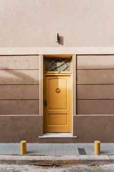 front view cute residential door city. High resolution photo