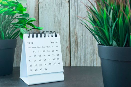 White September 2022 calendar with potted plant. 2022 New Year Concept