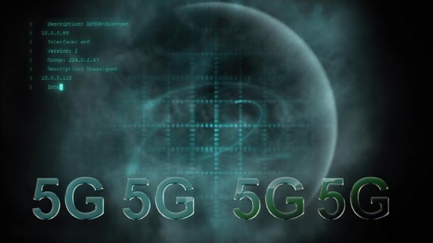 3d illustration - 5G technology  with futuristic HUD interface