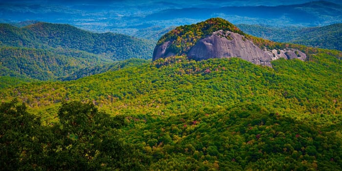 Looking Glass Rock in Pisgah National Forest, North Carolina, USA at early fall season.