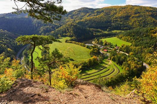Beautiful autumn landscape. Natural colorful background. Colorful autumn atmosphere in nature Czech Republic - Europe.