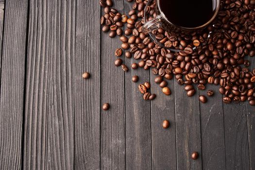 a cup of coffee freshly brewed beverage close-up food. High quality photo