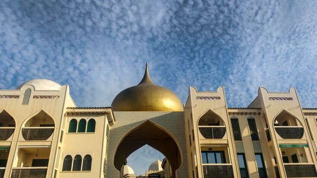 Beautiful Arabic Style building with golden dome in Santa Pola, Alicante, Spain