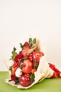 bouquet with red fruits cinnamon decoration gift organic. High quality photo