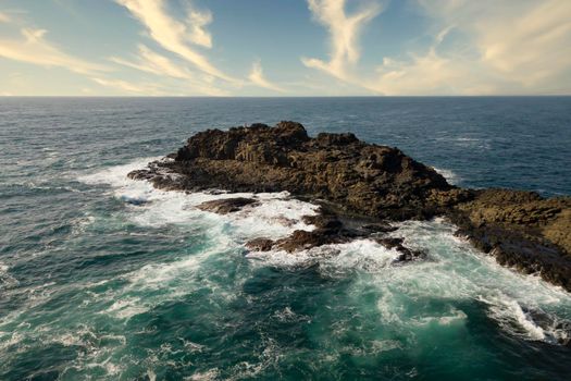 Drone aerial photograph of Blow Hole Point in Kiama on the south coast of New South Wales in Australia