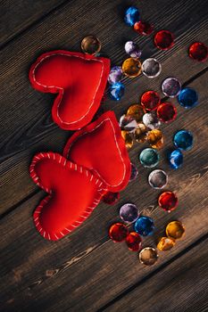 Valentine's Day holiday gifts paper hearts postcards decoration. High quality photo