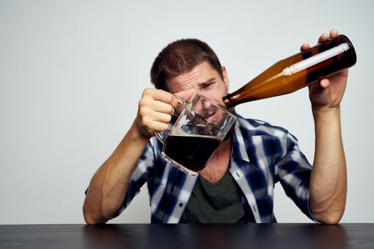 drunk man beer alcohol emotions fun isolated background. High quality photo