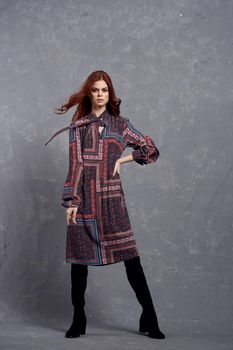 woman in coat posing fashion clothing full length. High quality photo