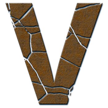 3D render of metal pattern and texture alphabet capital letter with cracks