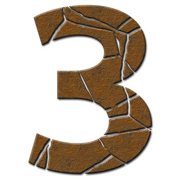 3D render of metal pattern and texture number with cracks 