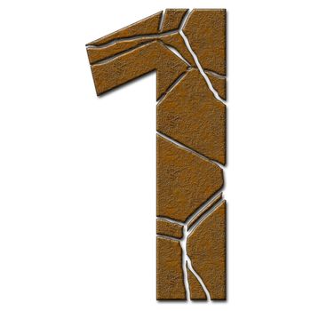 3D render of metal pattern and texture number with cracks 